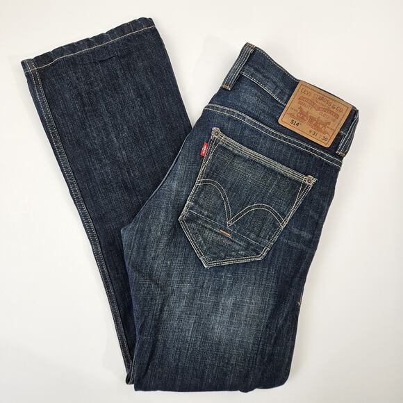 Levis 514 Jeans Men 29x32 Classic Slim Fit Straight Leg Denim‎ Dark Wash Vintage - Picture 1 of 13